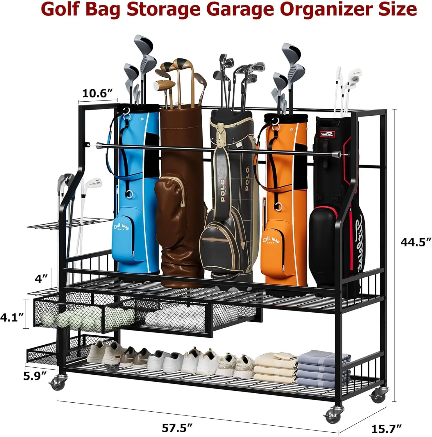 Sports Equipment Bag With Wheels - Scaffale Multifunzionale per Sacche da Golf